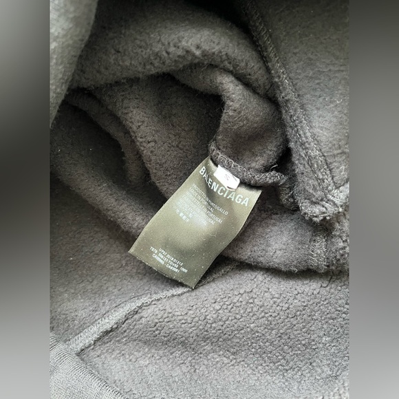 Balenciaga Oversized Rugby Style Black Hoodie in size Small - Picture 8 of 10